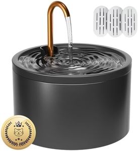 MISFANS Ceramic Cat Water Fountain, 2.1L/71oz Pet Fountain, Automatic Ceramic Drinking Fountain for Cats, Water Fountain Indoor with Ultra-Quiet Pump and Filter & Sponge (Black)