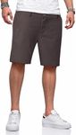 JMIERR Mens Casual Fit 7inch Shorts Cotton Button Classic Cargo Stretch Short with 3 Pockets, L,Dark Grey