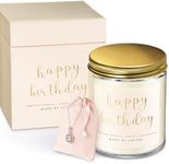 Birthday Gifts for Women, Mom Birthday Gifts, Luxury Soy Candle with Sterling Silver CZ Halo Necklace & Jewelry Pouch - Happy Birthday Candles, Vanilla Birthday Cake Scent, Unique Birthday Gifts Set