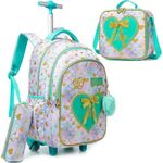 Meetbelify Girls Rolling Backpack Kids Backpacks with Wheels Carry on Luggage, 804, Modern, Minimalist, Classic