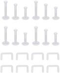 PiercingJ 20pcs 14G 16G Clear Bioflex Septum Rings Retainers Flexible Acrylic Nose Ring Retainer U-Shaped Piercing Hider Body Jewelry