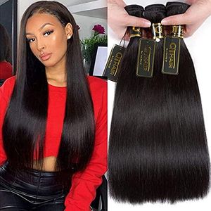 (16 18 20) - QTHAIR 8A Unprocessed Indian Remi Hair Straight 41cm 46cm 50cm 100% Indian Straight Virgin Hair Extension Weaves Natural Black Remy Hair