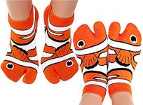 2 Pair Funny Novelty Socks Fishy Feet Socks, Perfect Stocking Stuffer, Secret Santa Gift, White Elephant Gift Idea - Unisex - Great Gift for Teenagers, Men or Women (Orange)