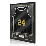 Shadow Box Frames for Jersey Display, Jersey Frame Display Case with Frames for Two Idol'S Photos and One Signature, Sports Jersey Frame with HD Acrylic Cover for Football Basketball Shirt, Black