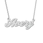 Personalized Made Stainless Steel Dainty Name Necklace Silver Gift for Mother Avery