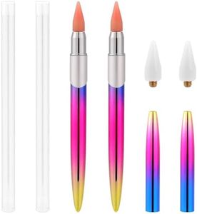 2pcs Rhinestone Picker Dotting Pen, Wax Tip Pencil Pick up Applicator with Additional Replaceable Wax Head Nail Art Rhinestone Pen Rhinestone Pickup Applicator Tool for Manicure