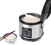 Starfrit Electric Rice Cooker - 14 Cups - Steamer Basket, Measuring Cup & Service Spoon - 500W - Silver