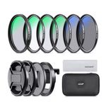 NEEWER 58mm Lens Filter Kit Compatible with GoPro Hero 8 7 6 5, Neutral Density Polarizer Filter Set, 4 ND Filters (ND4/ND8/ND16/ND32), CPL Filter, UV Filter, 2 Lens Caps&2 Adapter Rings