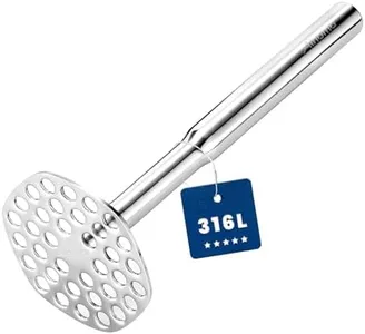 Aihomo Potato Masher 316L Stainless Steel, Heavy Duty Integrated Masher Kitchen Tool - Food Masher, Potato Smasher with All Steel Handle Dishwasher Safe, Suitable for Bean, Avocado, Vegetable, Fruits