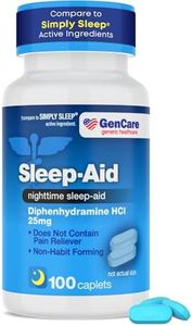 GenCare - Sleep Aid Diphenhydramine HCL 25mg Blue Caps (100 Caplets) - Non Habit Forming Nighttime Sleeping Pills for Adults to Fall Asleep Faster & Sleep Deeper Through The Night - Sleep Aids