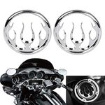 XMMT Chrome Flames Speaker Grills Accent Trim Cover for Harley Touring Electra Street Glide Road King & Trike 1996-2013