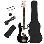 Costzon Full Size Electric 4 String Bass Guitar for Beginner Starter Complete Kit, Rose Fingerboard and Bridge, w/Two Pickups & Two Tone Control, Guitar Bag, Strap, Guitar Pick, Amp Cord (Black Bass)