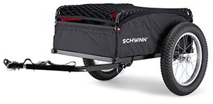 Schwinn Porter Cargo Trailer for Bike, 100 lbs. Max Weight Capacity, Collapsible Frame, Elasticized Mesh Net, Large Knobby Air-Filled Tires, Black