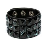 HyperionIE Color 3 Row Pyramid Stud Wristband Punk Leather Bracelet Jewelry Bracelet (C)