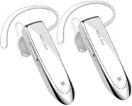 [2 Pack] New bee Bluetooth Earpiece Wireless Handsfree Headset 24 Hrs Driving Headset 60 Days Standby Time with Noise Cancelling Mic Headsetcase for iPhone Android Samsung Laptop Truck Driver(Silver)