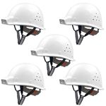 Mustbau Hard Hat with LED Light Vented Cap Safety Helmet Head Protector for Construction Industrial 2 Level Brightness Sensor Control 53-62cm (5-White)