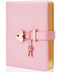 CAGIE Diary with Lock and Key for Girls Ages 8-12 Journal with Lock 296 Gold Edged Pages Heart-Shaped Locked Journal for Women Teen Girls with Gift Box, 5.3 x 7 Inch, Pink