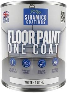 SIRAMICO COATINGS One Coat Anti-Slip Floor Paint | 1 Litres | 5 Modern Colours I Waterbased, Quick Drying Formula | White, Black, Greys (White, 1 Liter)