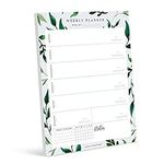 Bliss Collections Weekly Planner with 50 Undated 210 x 297 mm Tear-Off Sheets - Greenery Design Calendar, Organiser, Scheduler, Productivity Tracker for Organising Goals, Tasks, Notes, To Do Lists