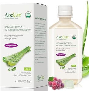 AloeCure USDA Organic Aloe Vera Juice Grape Flavor, Made Within 12 Hours of Harvest - Pure Aloe Juice Natural Digestive & Immune Support Supplement, Naturally Balances Stomach Acidity, 16.7oz Bottle