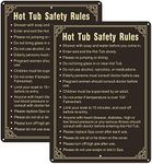 Phyabe 2 Pack Hot Tub Safety Rules Sign， 10 x 14 inch Metal Reflective Rust Free Aluminum Pool Rules Sign, Weather Resistant, Waterproof, Durable Ink, Easy to Install