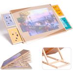 LAYAONE 1500PCS Rotating Wooden Jigsaw Puzzle Board with Adjustable Bracket Portable Puzzle Table - 4 Drawers & Covers | Puzzle Organizer Boards Storage Accessories for Adults Children Kids