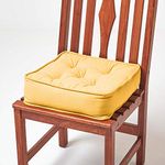 HOMESCAPES Mustard Dining Chair Booster Cushion Large Firm 40 cm Square Seat Pad with Supportive 10 cm Thick Lift Soft Dark Yellow Cotton Cushion For The Elderly, Post-Operative and Pregnancy