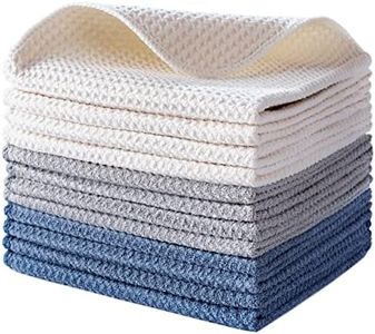 Polyte Premium Microfibre Kitchen Dish Cloth Waffle Weave (Dark Blue, Gray, Off White, 30x30 cm) 12 Pack