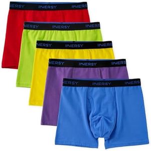 INNERSY Boxers for Boys with Fly Cotton Pants Underwear Sports Trunks Boxer Briefs Multipack 5 (12-14 Years, Neon Rainbow)