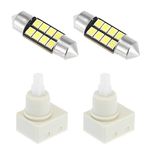 X AUTOHAUX 2Pcs Car Dome Lamp Switch with 2Pcs White LED Bulbs 34404-SDA-A21