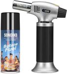 Sondiko Torch Lighter with Butane Included, Premium Fuel Refill and Butane Torch Kit, Refillable Kitchen Torch with Butane Fuel Refill 175ml for Men Unique, Soldering, Cooking