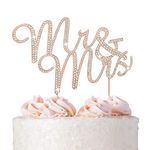 Mr and Mrs ROSE GOLD Cake Topper | Premium Sparkly Crystal Diamond Rhinestones | Wedding Anniversary Bridal Shower Bachelorette Party or Vow Renewal Decoration Ideas | Perfect Keepsake (Mr & Mrs Rose)
