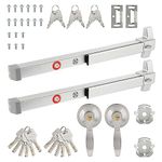 IRONWALLS 2 Packs Commercial Door Push Bar Panic Exit Device with Alarm, 27.5” Stainless Steel Panic Bars for Exit Doors, Panic Bar Emergency Door Hardware with Exterior Handle, Fit for 27”-41” Doors