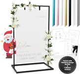 Wedding Sign Holder, 50x30x20" Welcome To Our Wedding Sign Stand W/ Design Bundle & 7Ribbon- Black Metal Easel Display Stand, Heavy Duty Easel Stand for Sign, Easle, Floor Standing Easels, Easley Stand for Sign