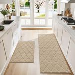 COSY HOMEER Soft Kitchen Rugs Set of 2 Non Slip 24"x36"+24"x60",Warm Beige