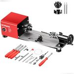 Mini Lathe, WM101A-Plus Mini Wood Lathe Machine, 24VDC 96W Power Lathe, Small Benchtop Lathe with Wood Turning Lathe Tools Kits, Infinitely Variable Speed, Professional for DIY Woodworking