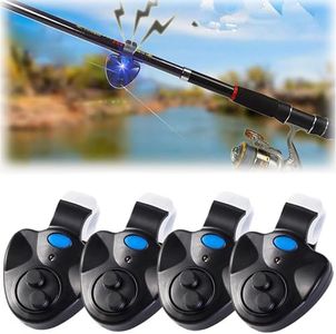 JPZI Smart Fish Bite Alarm, Fishing Bite Alarm for Fishing Poles, Fishing Alarms for Fishing Rods, Fish Alarms for A Fishing Pole, Fishing Pole Alarm with Sound Alarm & Led Indicator (4PCS)