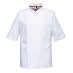 Portwest C738 Men's Mesh Air Pro Chef Jacket - Slim Fit Short Sleeve Workwear White, Medium