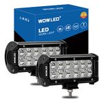 WOWLED 2 x 7 Inch 36W LED Work Light Bar Spot Beam for Truck Car Camp ATV UTE SUV LED Lights for Offroad Driving LED Light Bar Spotlight Lamp 4x4 12V