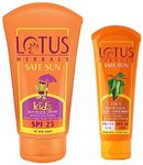 Lotus Herbals Safe Sun 3-In-1 Matte Look Daily Sunblock SPF-40, 50g & Safe Sun Kids Sun Block Cream SPF 25, 100g