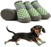 Petanims Small Dog Shoes, Breathable Puppy Boots & Paw Protectors for Winter Snow, Summer Hot Pavement, Dog Booties with Anti-Slip Rubber Soles for Hardwood Floors Green Size 1