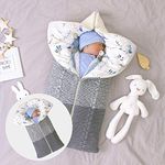 Isyunen Stroller Blanket Newborn Baby Swaddle Sack Knitted Crochet Hooded Baby Sleep Sack Boy or Girl Swaddle Wrap for 0-14 Months Baby Receiving Blankets,Sleeping Bag