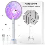 TMACTIME Electric Fly Swatter 2024 Upgraded Insect Killer, 4000 V Electric Mosquito Swatter and UV Mosquito Lamp 2 in 1, USB Fly Catcher Insect Trap, for Indoor Kitchen Gardens