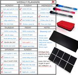 Magnetic Weekly Planner Whiteboard - Fridge, Wall or Cupboard Mounting System, Ideal for Activities, Reminders, Meals - Includes 8 Reusable Sticky Pads, Accessories Board, 3 Dry Wipe Markers & Eraser