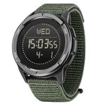 NORTH EDGE Military Watch for Men Tactical Survival Watch, Men's Women's Digital Wrist Watches for Sports Outdoors, Pedometer, Compass, Calories, Durable Nylon Band (Black, Green, Nylon)