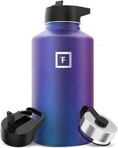 IRON °FLASK Sports Water Bottle - Wide Mouth with 3 Straw Lids - Stainless Steel Gym & Outdoor Bottles for Men, Women & Kids - Double Walled, Insulated Thermos, Metal Canteen - Aurora, 64 Oz