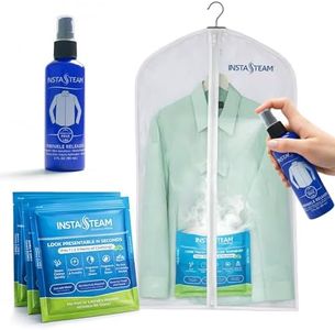 InstaSteam Starter Kit Clothes Steamer, Cruise Ship Approved, Eco-Friendly, Electricity-Free Travel Steamer, Wrinkle Release, Wrinkle Remover, Mini Steamer, Disinfect, Deodorize, (3) Pods, (1) Garment Bag, Insta Steam