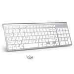 Wireless Keyboard, J JOYACCESS 2.4G Slim Compact Full Size Wireless Keyboard-for PC, Mac,iMac，Desktop, Computer, Laptop, Smart TV，Windows XP/Vista/7/8/10 by J JOYACCESS-Silver and White