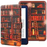 HGWALP Case for New Amazon Kindle 6"(11th Generation,2024/2021 Release), Folio Ultra Slim PU Leather Cover with Auto Sleep and Wake, Protective Case for Kindle 2024 6 inch-Library