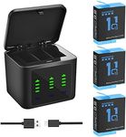 GOROFO for 3-Pack GoPro Hero 12/11 / 10/9 Rechargeable Battery and 3-Slot Charger Box Set, Compatible with GoPro Hero 12, Hero 11, Hero 10, Hero 9 Digital SLR Camera Battery